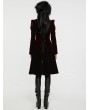 Punk Rave Black and Red Retro Gothic Velvet Symmetric Embroidery Party Coat for Women