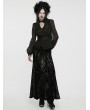 Punk Rave Black Gothic Hollow Out Lace Applique Zip Front Shirt for Women