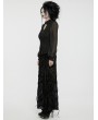 Punk Rave Black Gothic Hollow Out Lace Applique Zip Front Shirt for Women