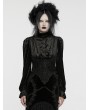 Punk Rave Black Retro Gothic Velvet Ruffle Shirt for Women