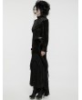 Punk Rave Black Retro Gothic Velvet Ruffle Shirt for Women