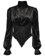 Punk Rave Black Retro Gothic Velvet Ruffle Shirt for Women