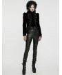 Punk Rave Black Retro Gothic Lace Appliqued Velvet Short Coat for Women