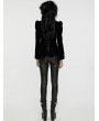 Punk Rave Black Retro Gothic Lace Appliqued Velvet Short Coat for Women