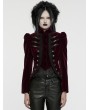 Punk Rave Red Retro Gothic Lace Appliqued Velvet Short Coat for Women