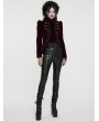 Punk Rave Red Retro Gothic Lace Appliqued Velvet Short Coat for Women