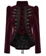 Punk Rave Red Retro Gothic Lace Appliqued Velvet Short Coat for Women