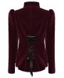 Punk Rave Red Retro Gothic Lace Appliqued Velvet Short Coat for Women