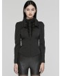 Punk Rave Black Gothic Double-Collar Lace Splicing Shirt for Women