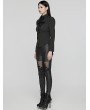 Punk Rave Black Gothic Double-Collar Lace Splicing Shirt for Women