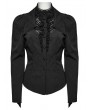 Punk Rave Black Gothic Double-Collar Lace Splicing Shirt for Women