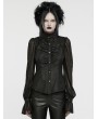 Punk Rave Black Gothic Lantern Sleeves Slim Fit Shirt for Women