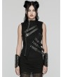 Punk Rave Black Gothic Punk Asymmetric Hollow Sleeveless Vest Coat for Women