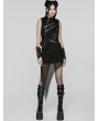 Punk Rave Black Gothic Punk Asymmetric Hollow Sleeveless Vest Coat for Women