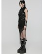 Punk Rave Black Gothic Punk Asymmetric Hollow Sleeveless Vest Coat for Women