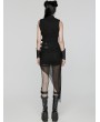 Punk Rave Black Gothic Punk Asymmetric Hollow Sleeveless Vest Coat for Women