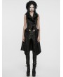 Punk Rave Black Gothic Jacquard Fur Trim Detachable Vest for Women