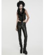 Punk Rave Black Gothic Jacquard Fur Trim Detachable Vest for Women