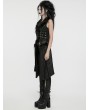 Punk Rave Black Gothic Jacquard Fur Trim Detachable Vest for Women