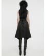 Punk Rave Black Gothic Jacquard Fur Trim Detachable Vest for Women