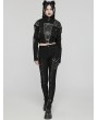 Punk Rave Black Gothic Punk Studded Leather Military Style Short Jacket for Women