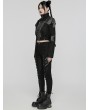 Punk Rave Black Gothic Punk Studded Leather Military Style Short Jacket for Women