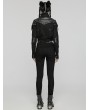 Punk Rave Black Gothic Punk Studded Leather Military Style Short Jacket for Women