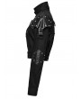 Punk Rave Black Gothic Punk Studded Leather Military Style Short Jacket for Women