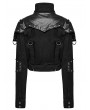 Punk Rave Black Gothic Punk Studded Leather Military Style Short Jacket for Women