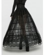 Punk Rave Black Gothic Bird Cage Drawstring Bustle Skirt