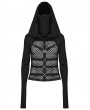 Punk Rave Black Gothic Punk Sexy Mesh Hooded Mask T-Shirt for Women