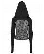 Punk Rave Black Gothic Punk Sexy Mesh Hooded Mask T-Shirt for Women