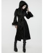 Punk Rave Black Retro Gothic Gorgeous Jacquard Double-Breasted Long Coat for Women