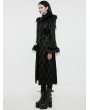 Punk Rave Black Retro Gothic Gorgeous Jacquard Double-Breasted Long Coat for Women