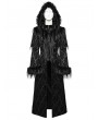 Punk Rave Black Retro Gothic Gorgeous Jacquard Double-Breasted Long Coat for Women