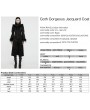 Punk Rave Black Retro Gothic Gorgeous Jacquard Double-Breasted Long Coat for Women