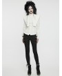 Punk Rave White Retro Gothic Wide Shoulder Ruffle Long Sleeve Shirt for Women