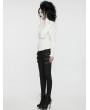 Punk Rave White Retro Gothic Wide Shoulder Ruffle Long Sleeve Shirt for Women