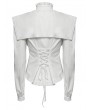 Punk Rave White Retro Gothic Wide Shoulder Ruffle Long Sleeve Shirt for Women