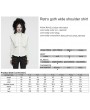 Punk Rave White Retro Gothic Wide Shoulder Ruffle Long Sleeve Shirt for Women