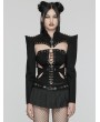 Punk Rave Black Gothic Punk Spiked Rivet Ultra Short Jacket for Women