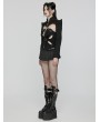 Punk Rave Black Gothic Punk Spiked Rivet Ultra Short Jacket for Women