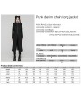 Punk Rave Black Gothic Punk Denim Chain Embellished Long Jacket for Women