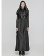 Punk Rave Black Gothic Texture Pleated Witch Hooded Long Coat for Women