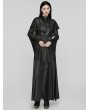 Punk Rave Black Gothic Texture Pleated Witch Hooded Long Coat for Women