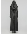 Punk Rave Black Gothic Texture Pleated Witch Hooded Long Coat for Women