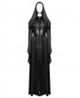 Punk Rave Black Gothic Texture Pleated Witch Hooded Long Coat for Women