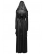 Punk Rave Black Gothic Texture Pleated Witch Hooded Long Coat for Women