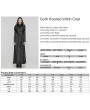 Punk Rave Black Gothic Texture Pleated Witch Hooded Long Coat for Women