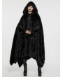 Punk Rave Black Gothic Faux Silver Fox Fur Winter Warm Hooded Cloak for Women